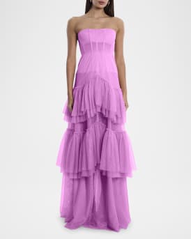 Strapless Ruffle Tiered Corset Gown