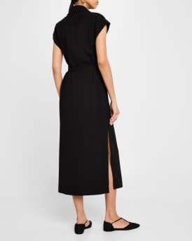 Double-Breasted Stretch Crepe Trench Dress
