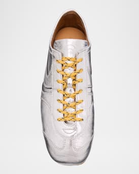 Men's Metallic Leather Low-Top Sneakers