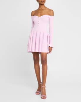 Off-Shoulder Ribbed Knit Mini Dress