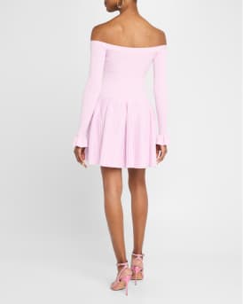 Off-Shoulder Ribbed Knit Mini Dress