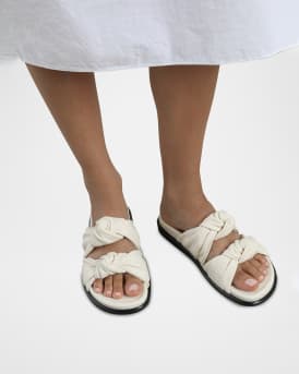 Tye Leather Knots Slide Sandals