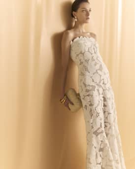 Valletta Strapless Floral Lace Maxi Dress