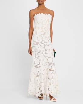 Valletta Strapless Floral Lace Maxi Dress