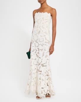 Valletta Strapless Floral Lace Maxi Dress