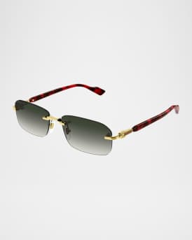 Men's GG1221SM Rimless Metal Rectangle Sunglasses