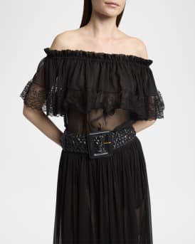Ceinture Square Buckle Woven Leather Belt 