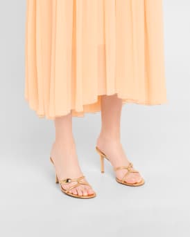 Metallic Serpent Twist Ankle-Strap Sandals