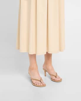 Suede Raffia Heeled Thong Sandals