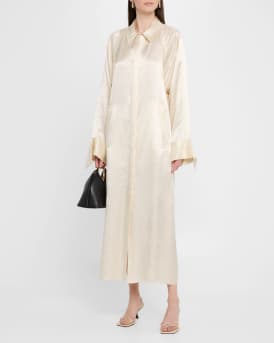 Raglan Sleeve Crinkled Satin Trench Coat