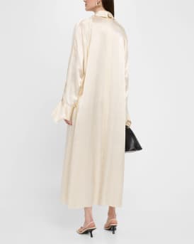 Raglan Sleeve Crinkled Satin Trench Coat