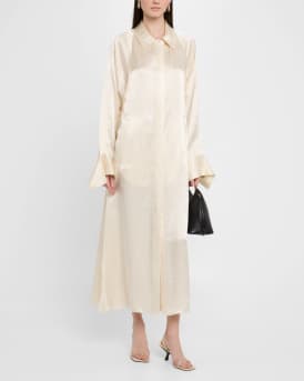 Raglan Sleeve Crinkled Satin Trench Coat