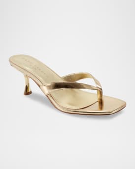 Amele Metallic Kitten Thong Slide Sandals
