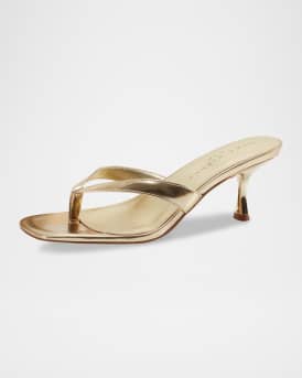 Amele Metallic Kitten Thong Slide Sandals