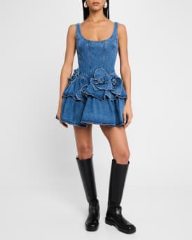 Devyn Denim Ruffle Mini Dress