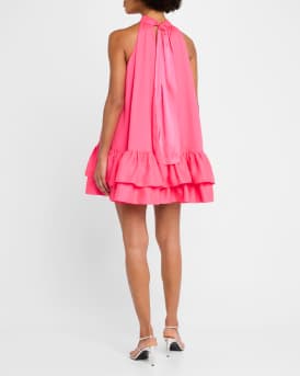 Erna Tie-Neck Halter Mini Dress