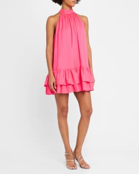 Erna Tie-Neck Halter Mini Dress