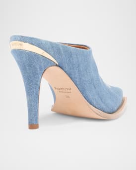 Lainy Denim Western Mule Pumps