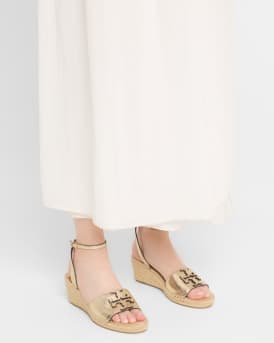 Ines Metallic Double T Wedge Espadrilles