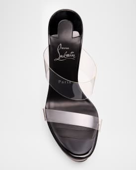 Just Nothing Clear Red Sole Platform Slide Sandals