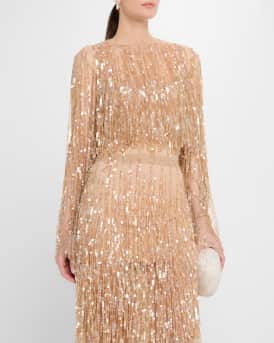 Fringe Sequined Cropped Top