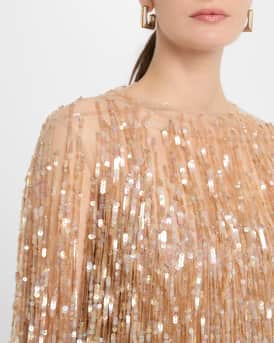 Fringe Sequined Cropped Top