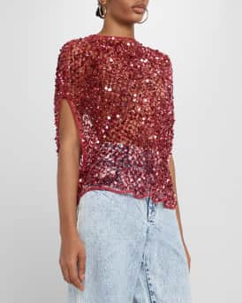 Sequin Net Mesh Cape Top
