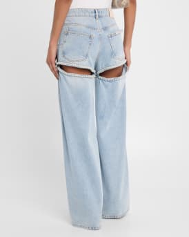 Wide-Leg Cut-Out Pearl Jeans