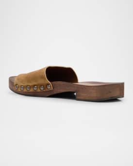 Suede Logo Slide Clogs