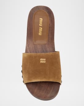 Suede Logo Slide Clogs