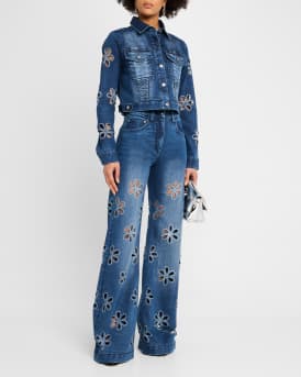 Zora Embellished Floral Cutout Jeans