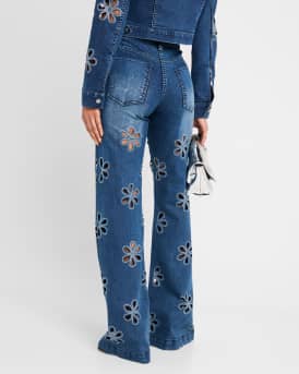 Zora Embellished Floral Cutout Jeans