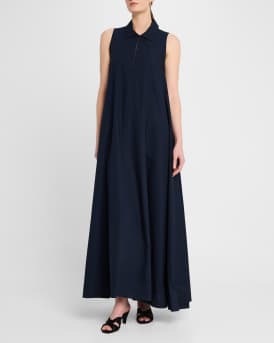 Trapeze Cotton Poplin Maxi Shirtdress