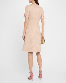 Floral Applique Tweed Dress
