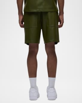 Men's Vegan Leather Drawstring Shorts