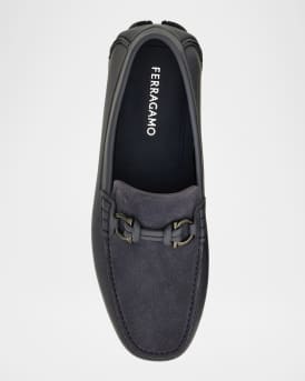 Men's Almeria Gancini-Bit Leather and Suede Drivers