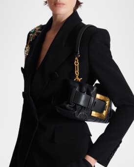 Anthem Mini Buckle Shoulder Bag in Calfskin Leather 