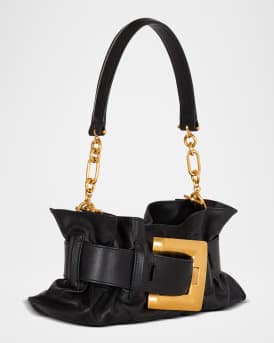 Anthem Mini Buckle Shoulder Bag in Calfskin Leather 