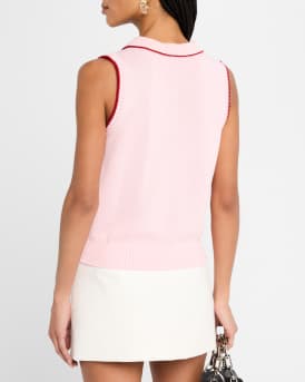 Split Sleeveless Polo Vest