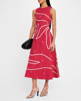 Rosie Sleeveless Striped Cotton Midi Dress
