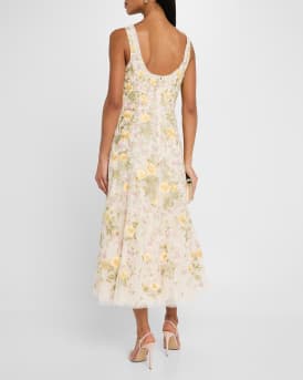 Embroidered Florine Scoop-Neck Ballerina Dress