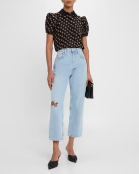 90's Crop Mid-Rise Loose Straight Jeans