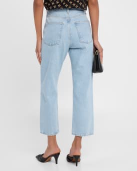 90's Crop Mid-Rise Loose Straight Jeans
