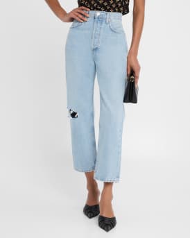 90's Crop Mid-Rise Loose Straight Jeans