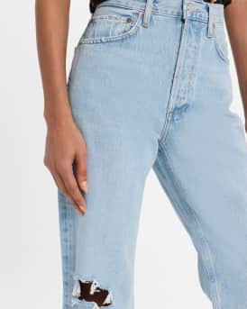 90's Crop Mid-Rise Loose Straight Jeans