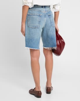 Ayla Frayed Long Denim Shorts