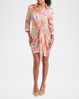 Jacey Floral Self-Tie Shirtdress
