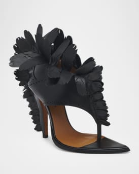 Leather Feather Thong Sandals