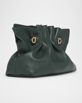 Dumpling Ruched Leather Shoulder Bag