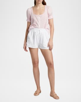Prim Eyelet Puff-Sleeve Blouse